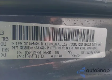 2020 Jeep Cherokee Altitude 4X4 z USA, uszkodzony, nr VIN 1C4PJMLNXLD553911